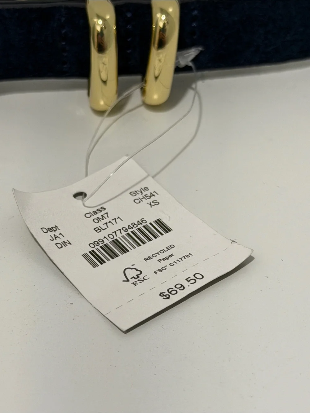 NEW J. Crew Thin Suede Belt Darkest Indigo shiny gold buckle CH541 $70 Navy XS - Picture 9 of 11